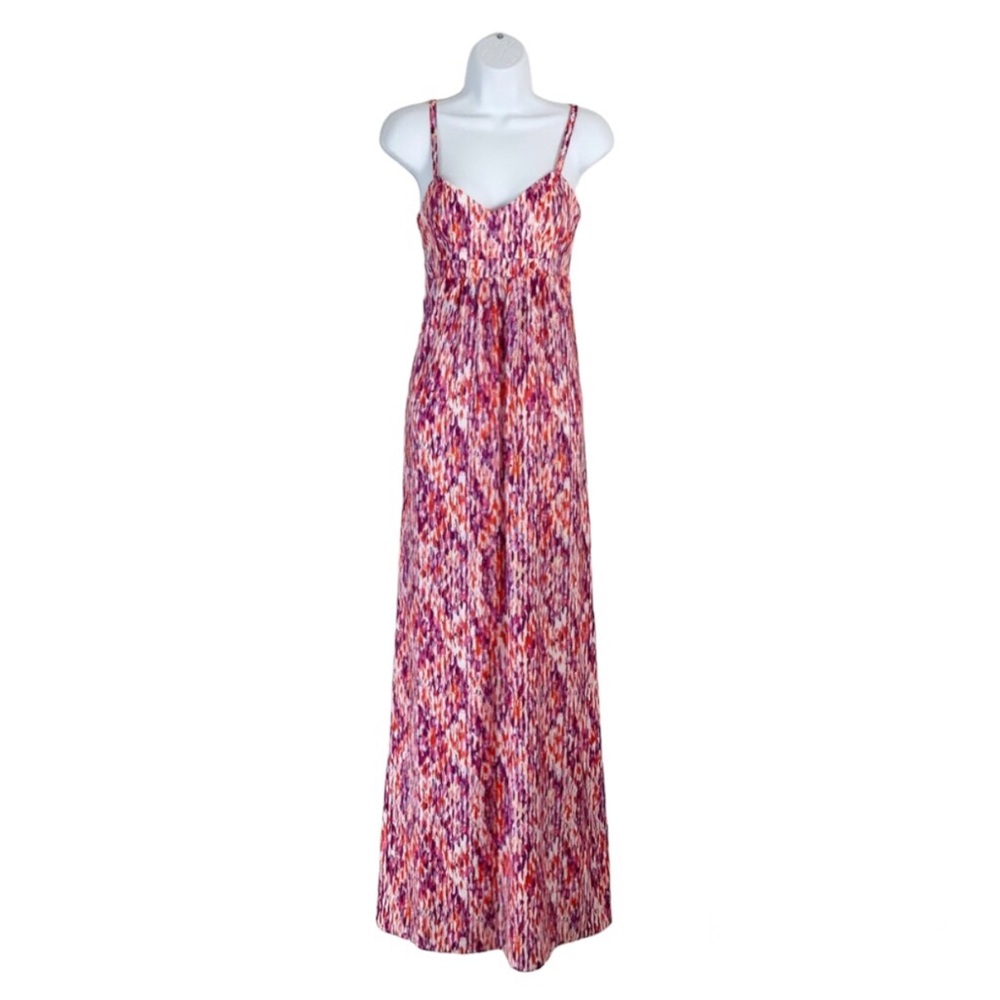 Felicity & Coco Watercolor Purple Red Multicolor Maxi Dress Sz S